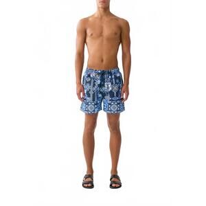 NEW CAMILLA elastic waist mid length boardshorts in a tiled wonderland